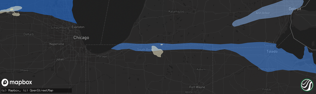 Hail map in Elkhart, IN on July 26, 2023