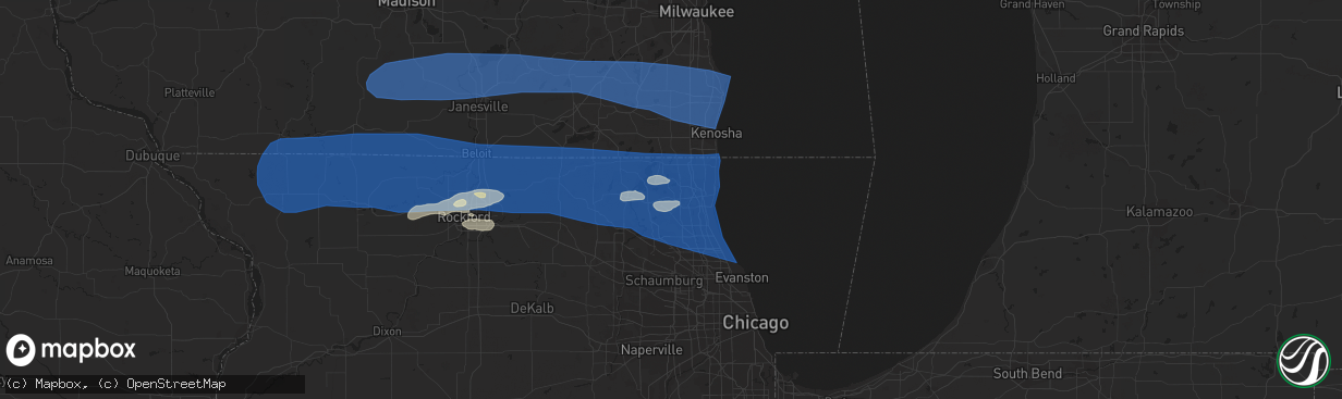 Hail map in Grayslake, IL on July 26, 2023