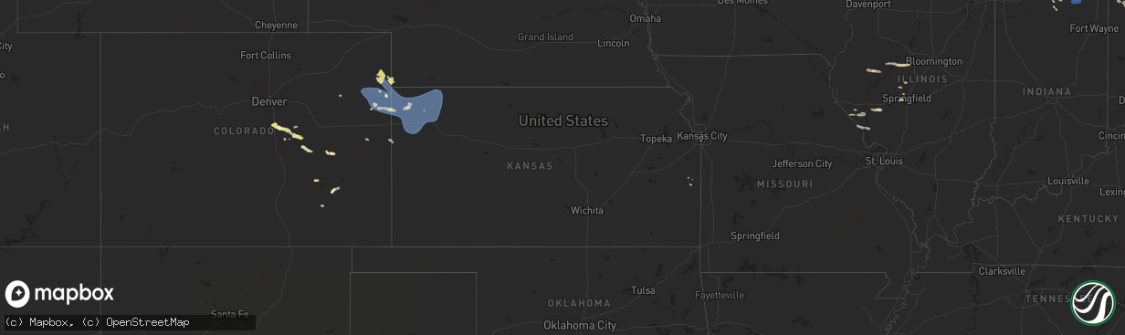 Hail map in Kansas on July 26, 2023