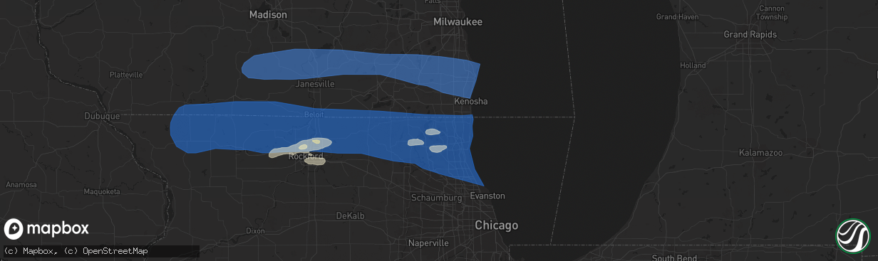 Hail map in Lake Villa, IL on July 26, 2023