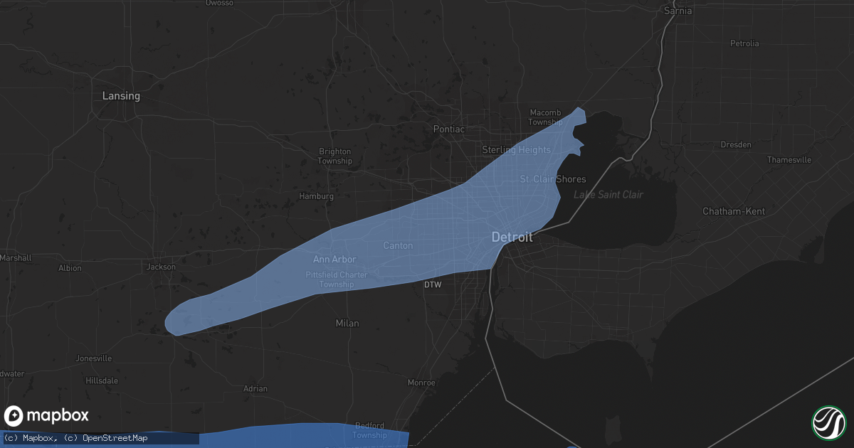 Hail map in Livonia, MI on July 26, 2023
