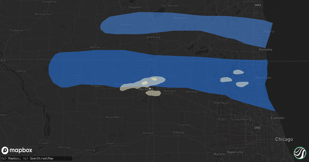 Hail map in Loves Park, IL on July 26, 2023