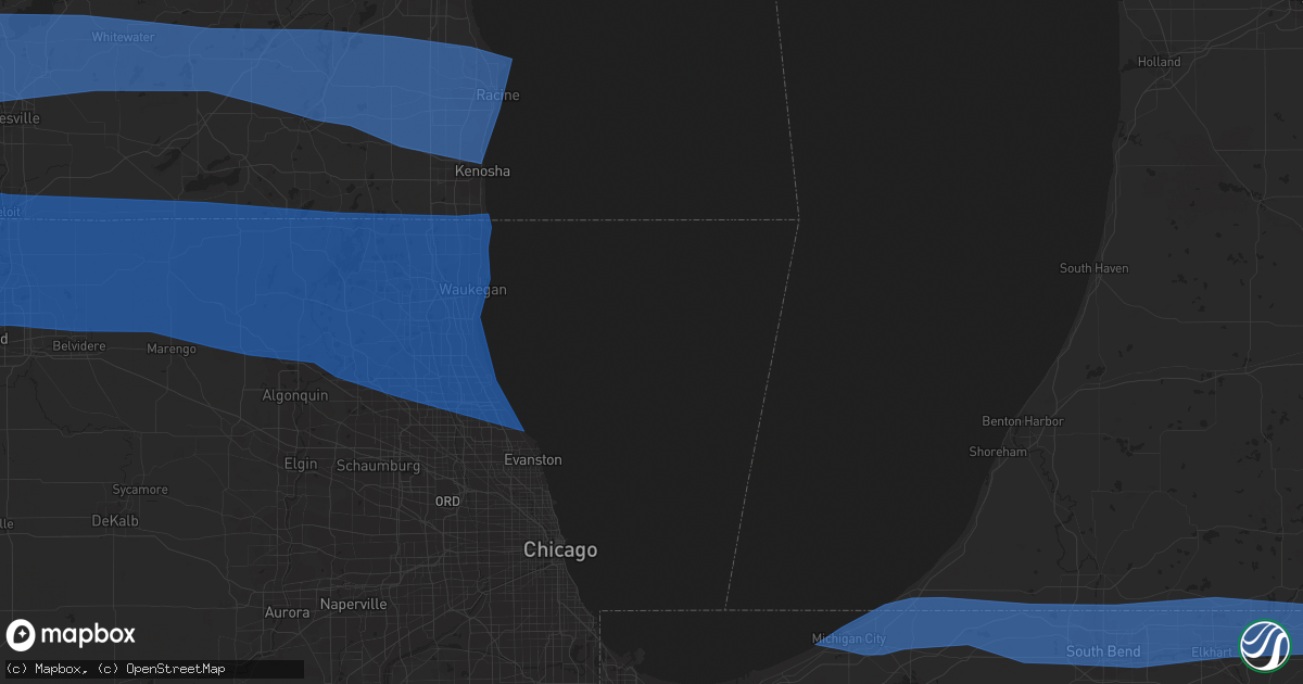 Hail map in Michigan City, IN on July 26, 2023