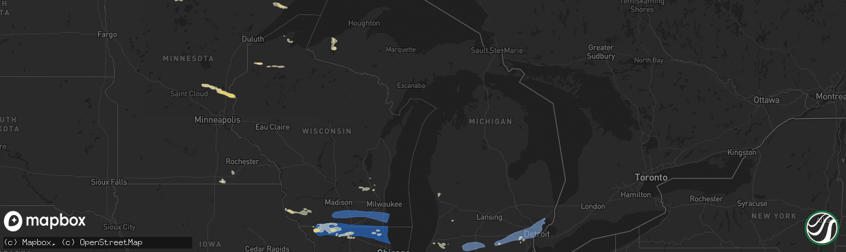 Hail map in Michigan on July 26, 2023