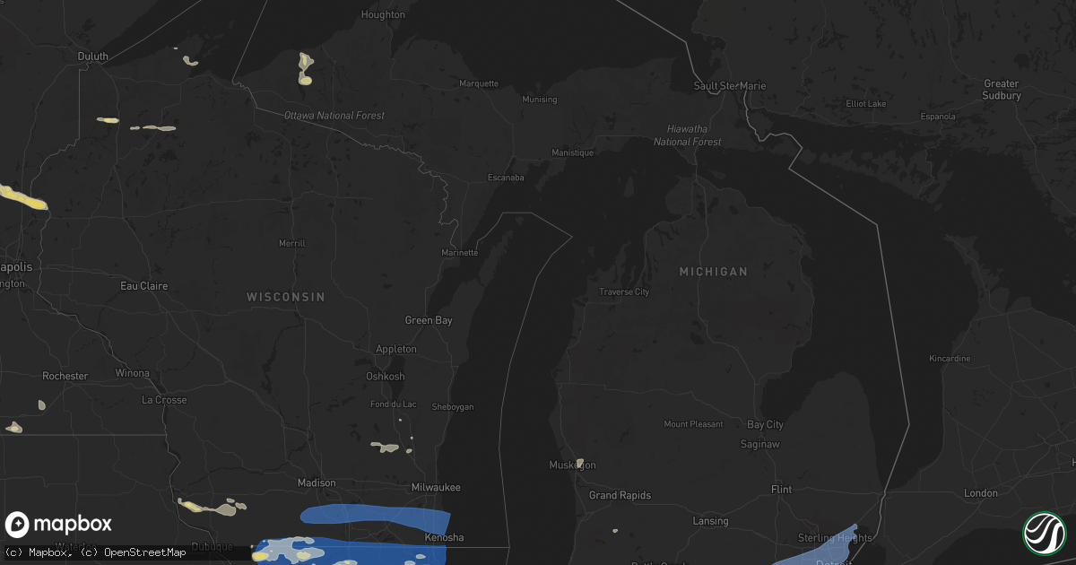 Hail map in Michigan on July 26, 2023