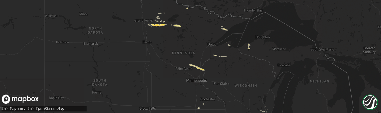 Hail map in Minnesota on July 26, 2023