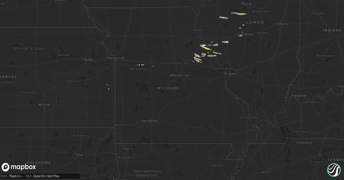 Hail map in Missouri on July 26, 2023