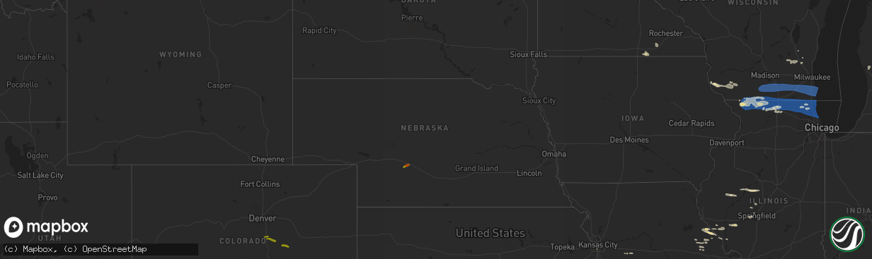 Hail map in Nebraska on July 26, 2023