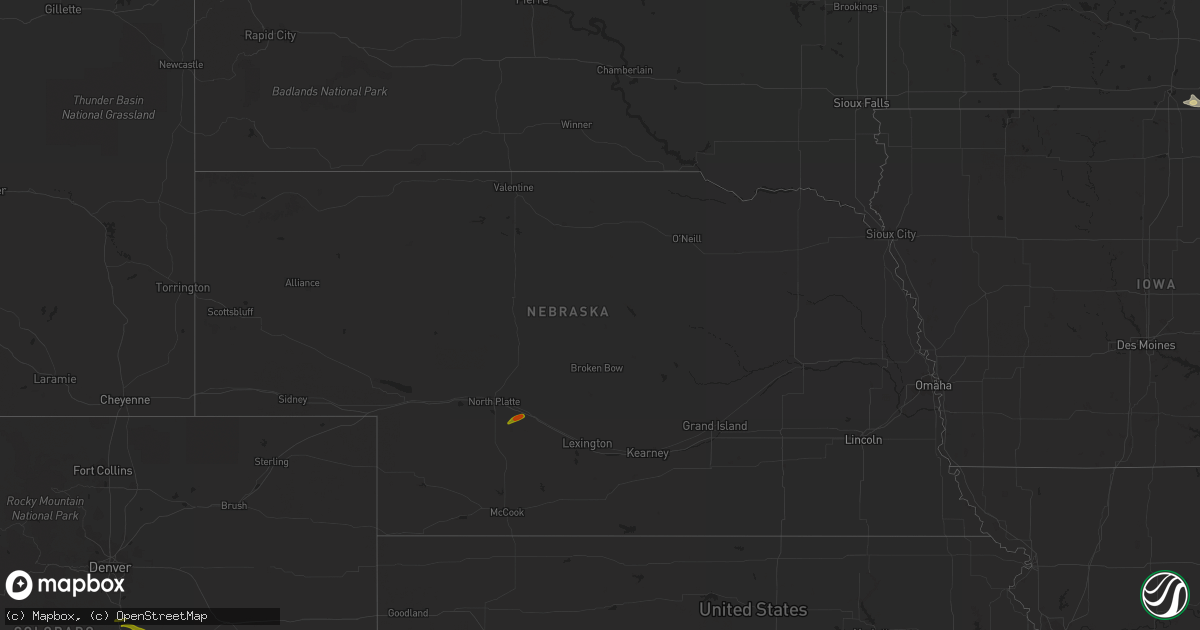 Hail map in Nebraska on July 26, 2023
