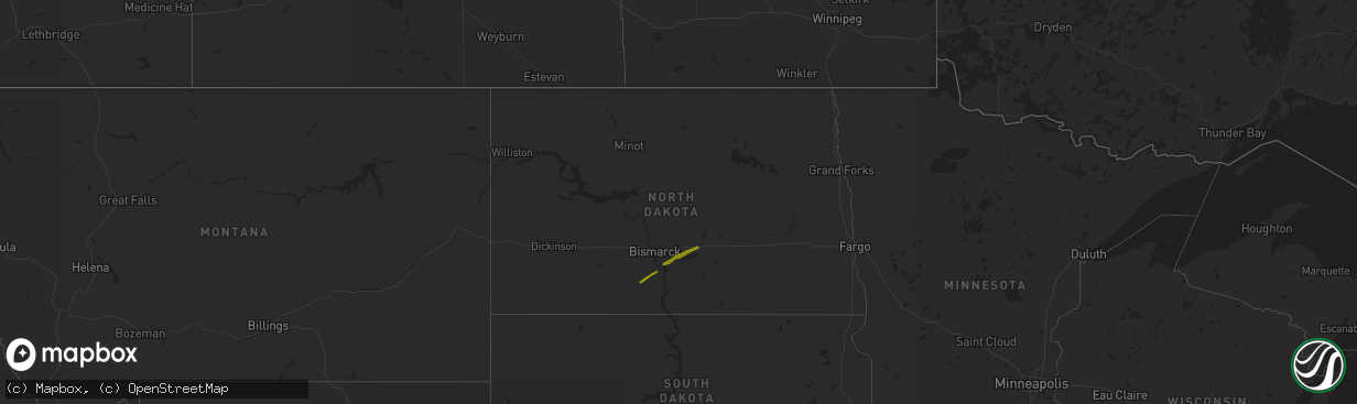 Hail map in North Dakota on July 26, 2023