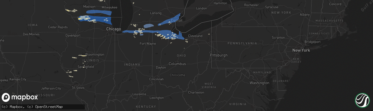 Hail map in Ohio on July 26, 2023