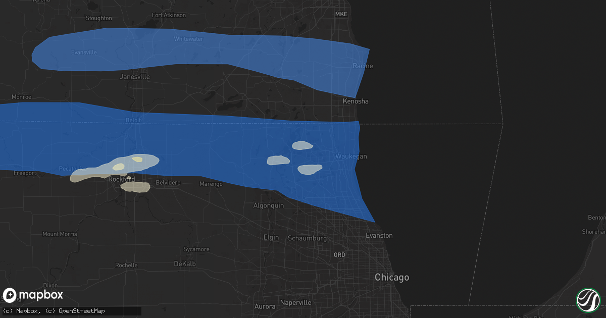 Hail map in Round Lake, IL on July 26, 2023