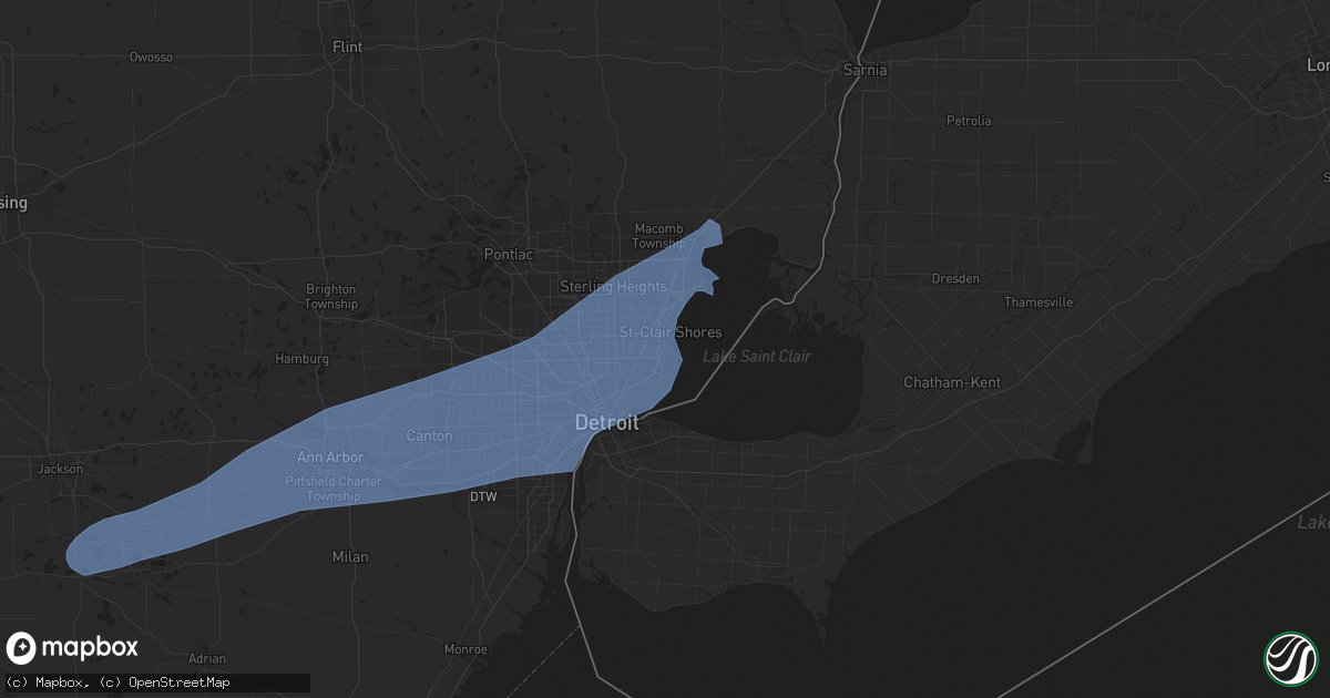 Hail map in Saint Clair Shores, MI on July 26, 2023