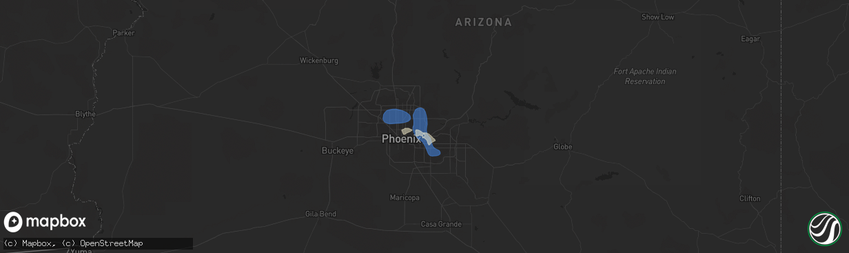 Hail map in Scottsdale, AZ on July 26, 2023