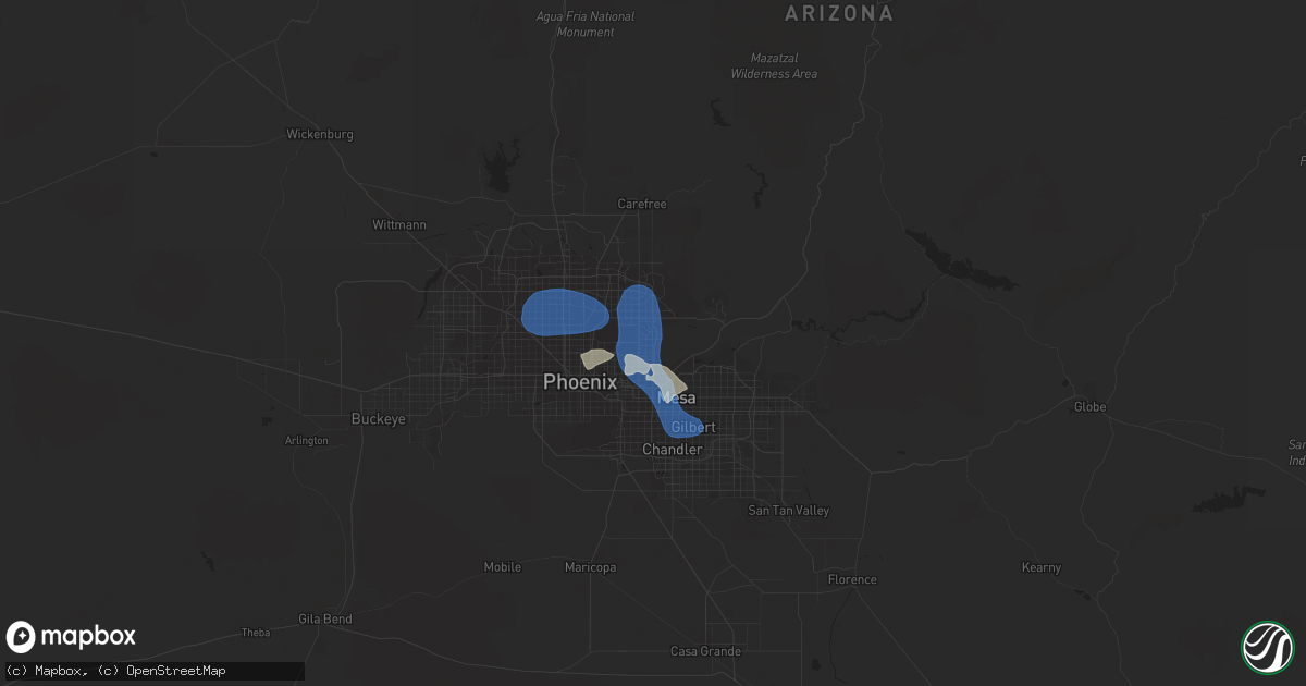 Hail map in Scottsdale, AZ on July 26, 2023