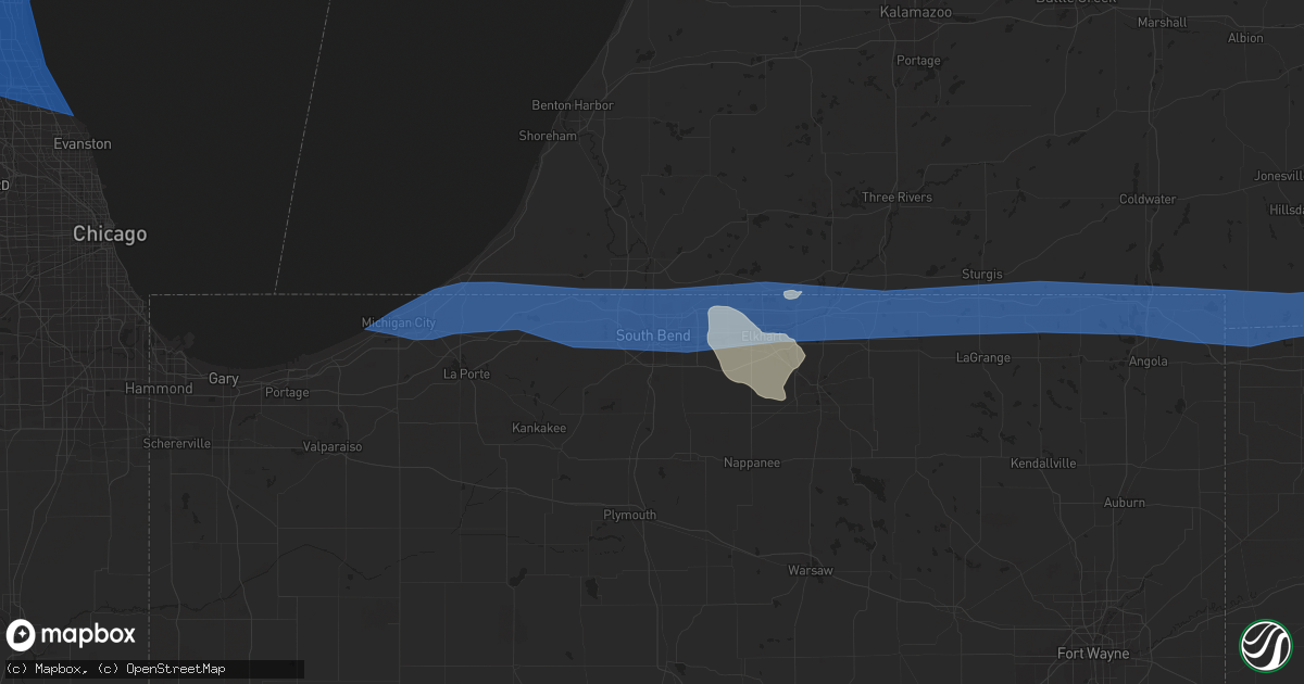 Hail map in South Bend, IN on July 26, 2023