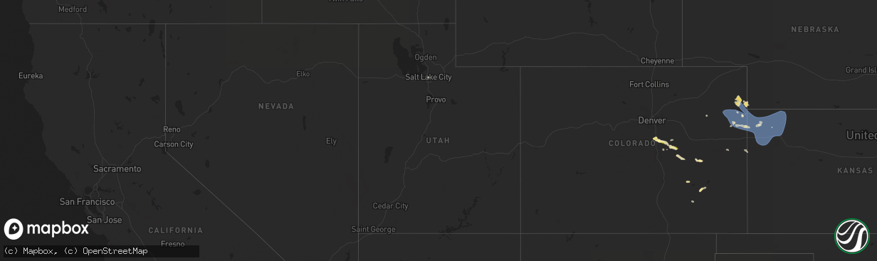 Hail map in Utah on July 26, 2023