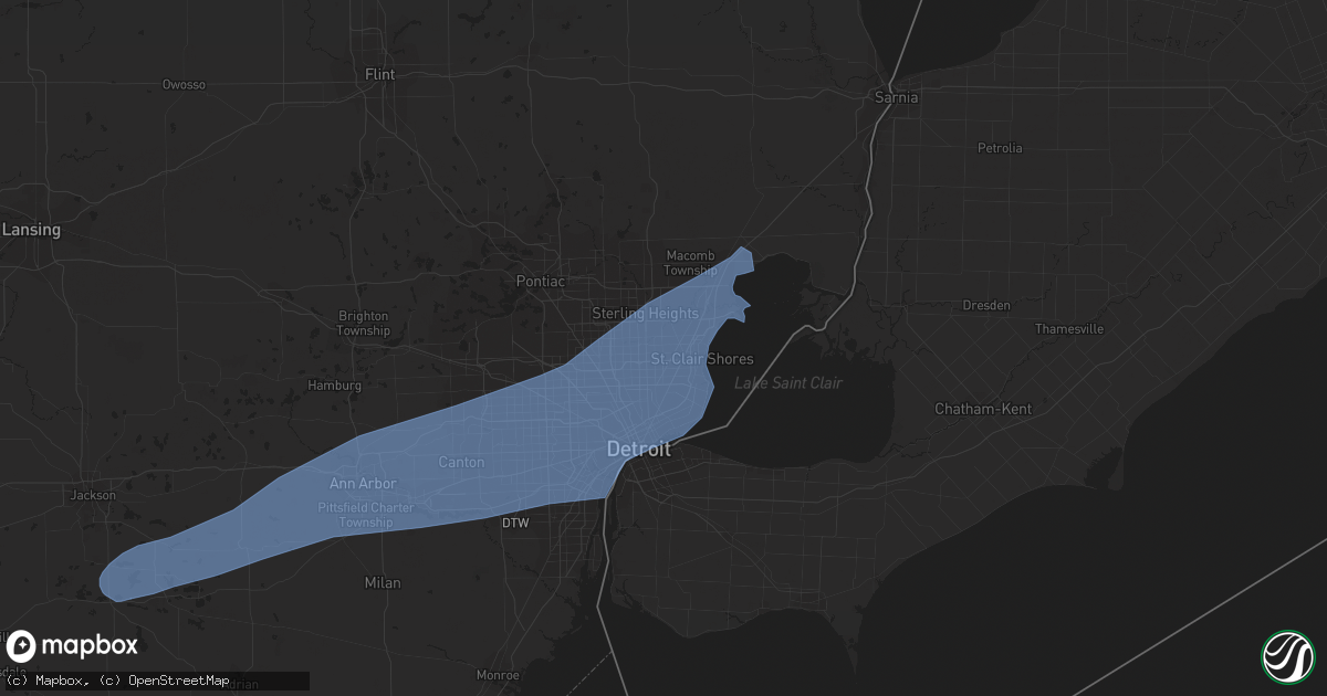 Hail map in Warren, MI on July 26, 2023