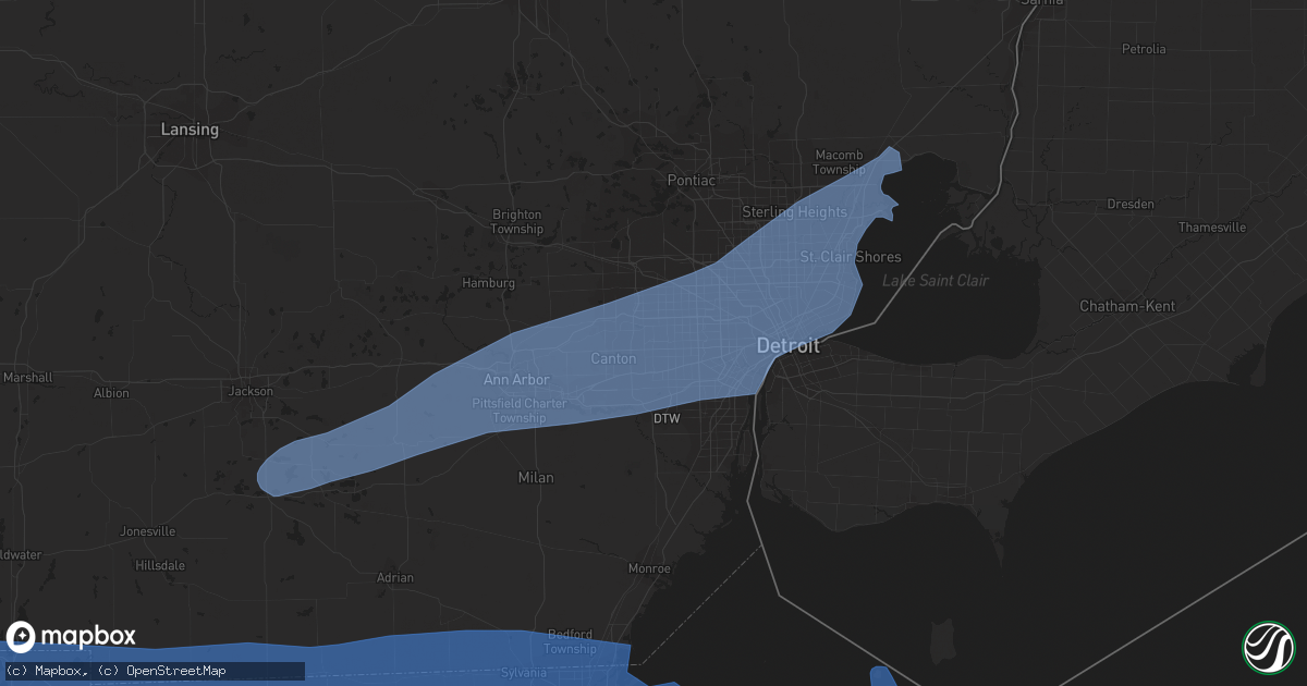 Hail map in Westland, MI on July 26, 2023