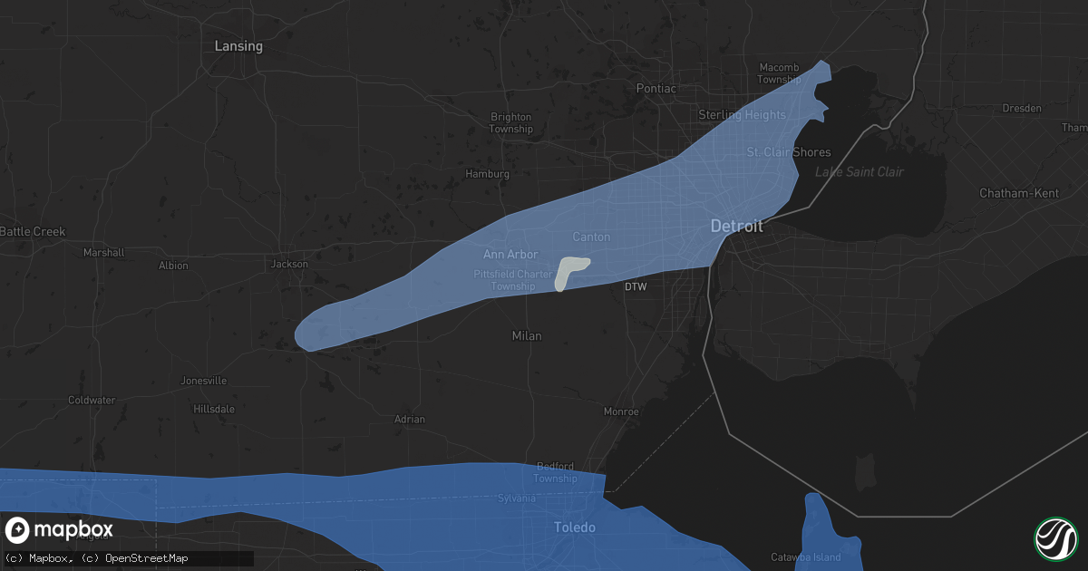 Hail map in Ypsilanti, MI on July 26, 2023