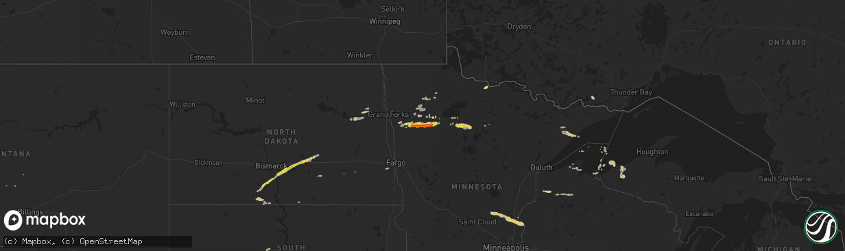 Hail map on July 26, 2023