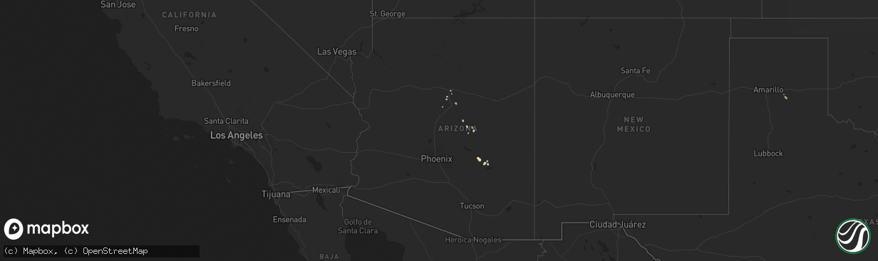 Hail map in Arizona on July 26, 2024