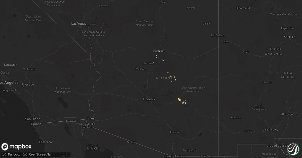 Hail map in Arizona on July 26, 2024