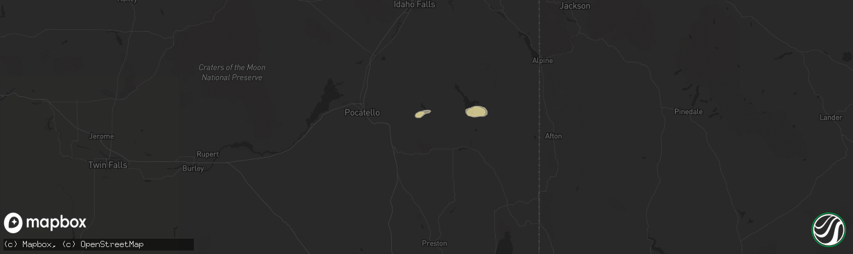 Hail map in Bancroft, ID on July 26, 2024