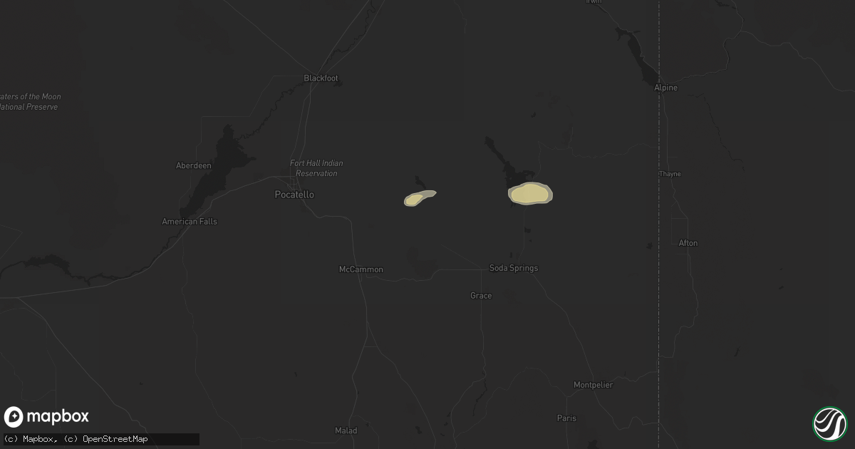 Hail map in Bancroft, ID on July 26, 2024
