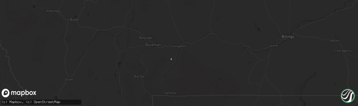 Hail map in Livingston, MT on July 26, 2024