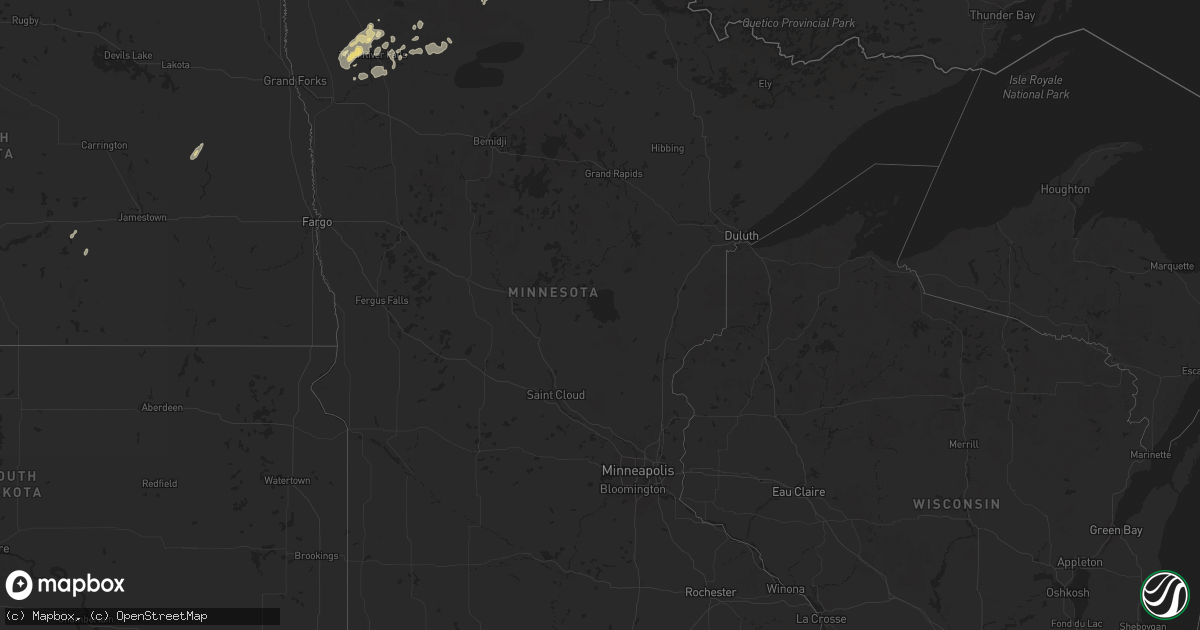 Hail map in Minnesota on July 26, 2024