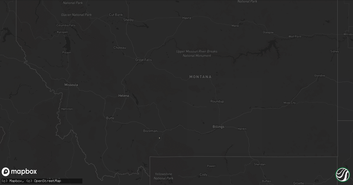 Hail map in Montana on July 26, 2024