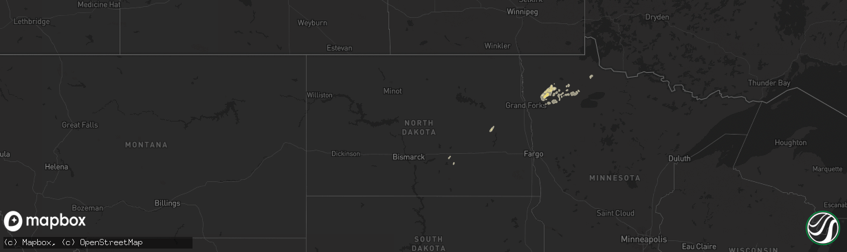 Hail map in North Dakota on July 26, 2024