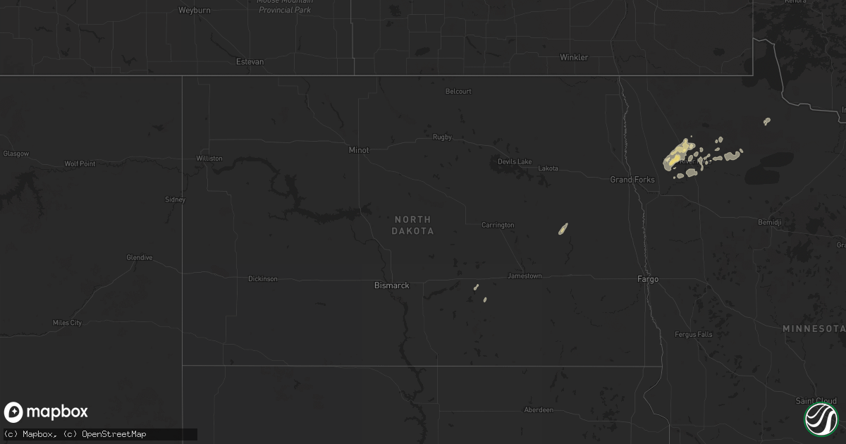 Hail map in North Dakota on July 26, 2024