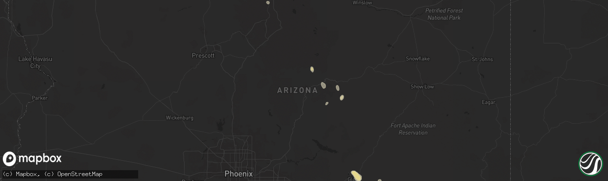 Hail map in Payson, AZ on July 26, 2024