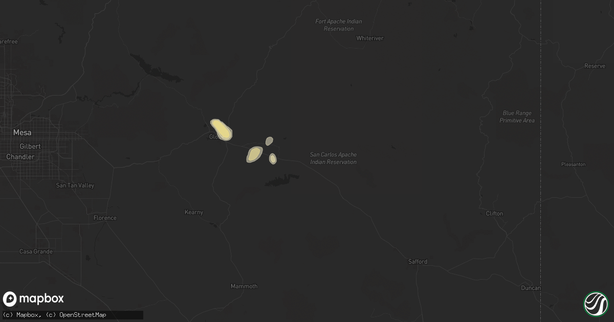 Hail map in Peridot, AZ on July 26, 2024