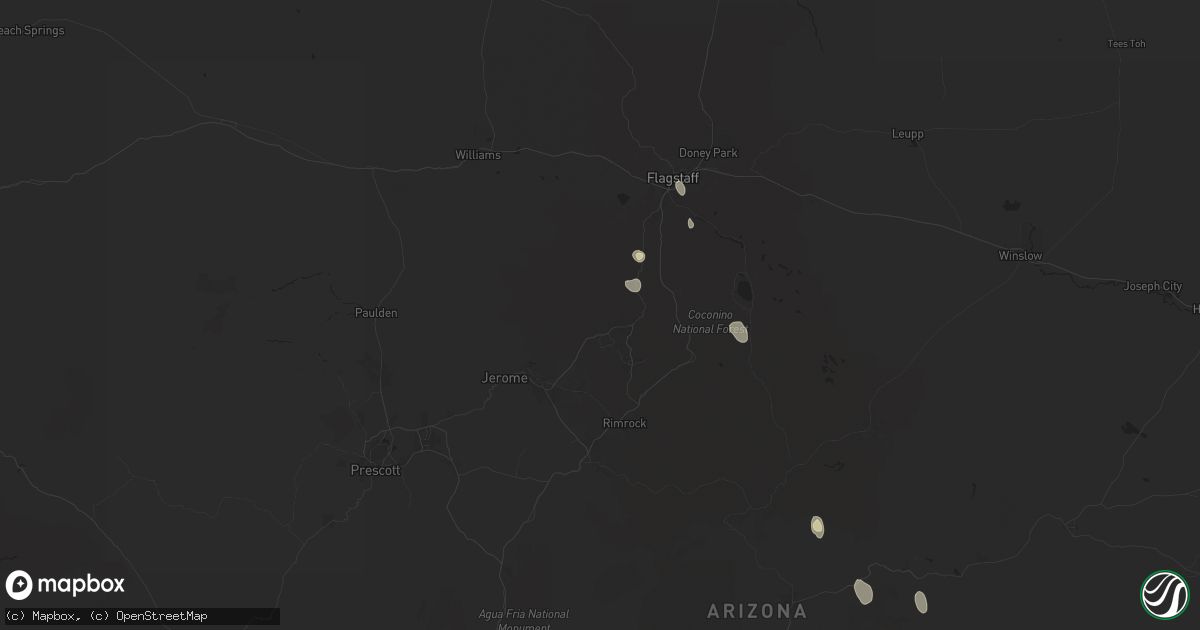 Hail map in Sedona, AZ on July 26, 2024