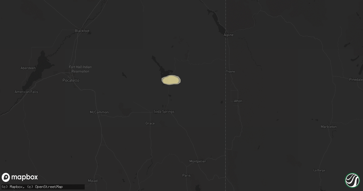Hail map in Soda Springs, ID on July 26, 2024