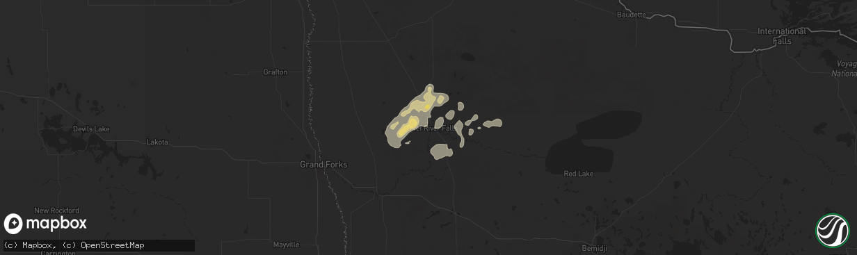 Hail map in Thief River Falls, MN on July 26, 2024