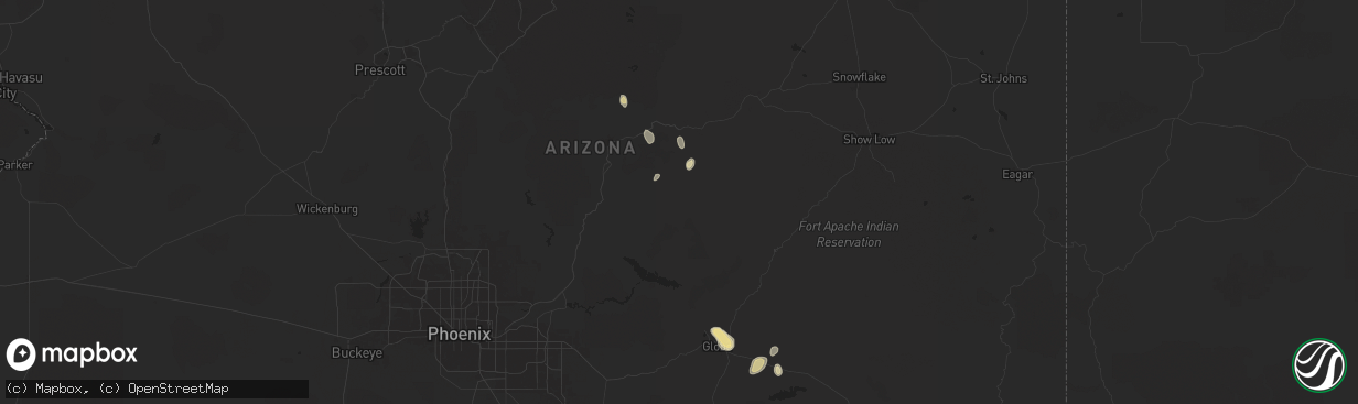 Hail map in Young, AZ on July 26, 2024