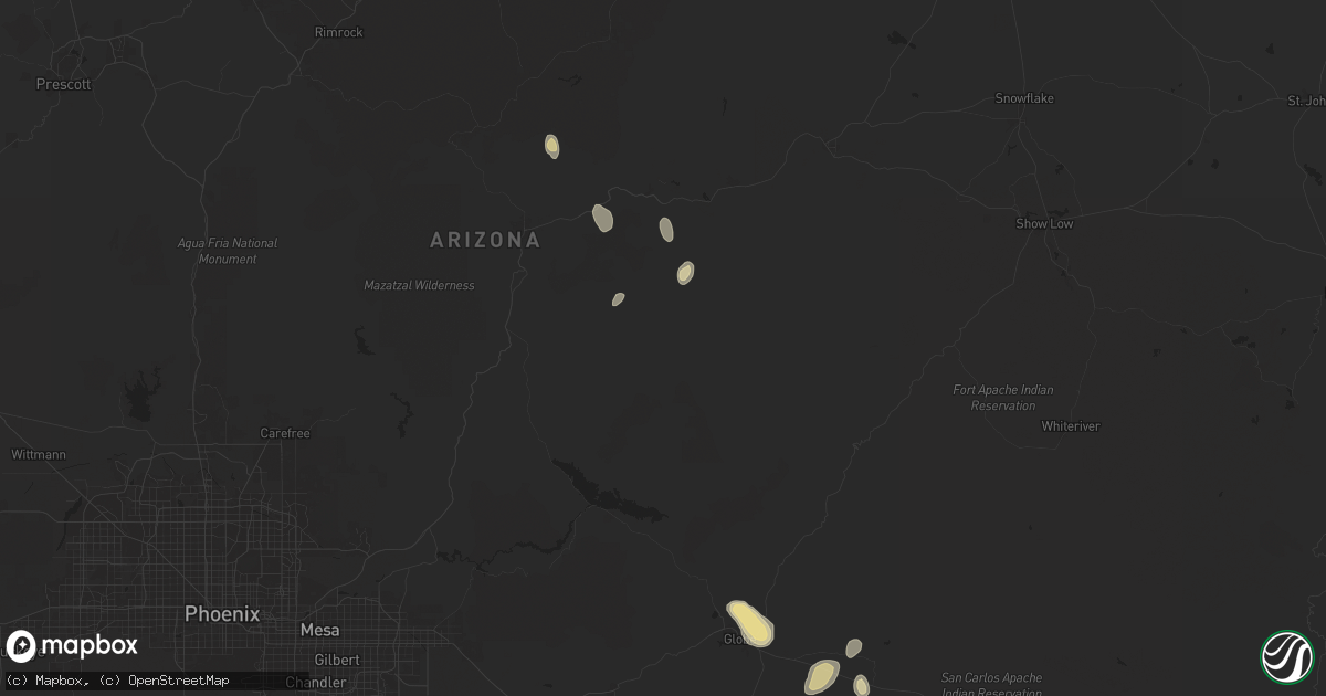Hail map in Young, AZ on July 26, 2024