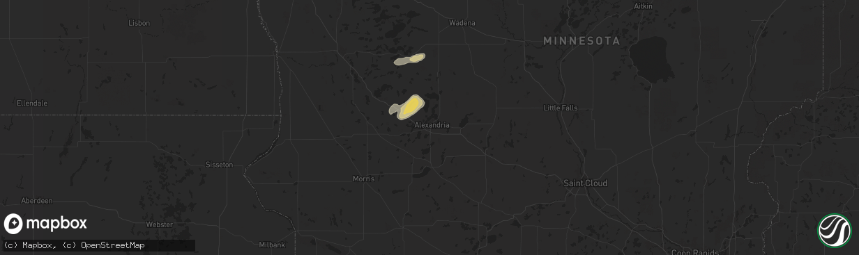 Hail map in Alexandria, MN on July 26, 2025