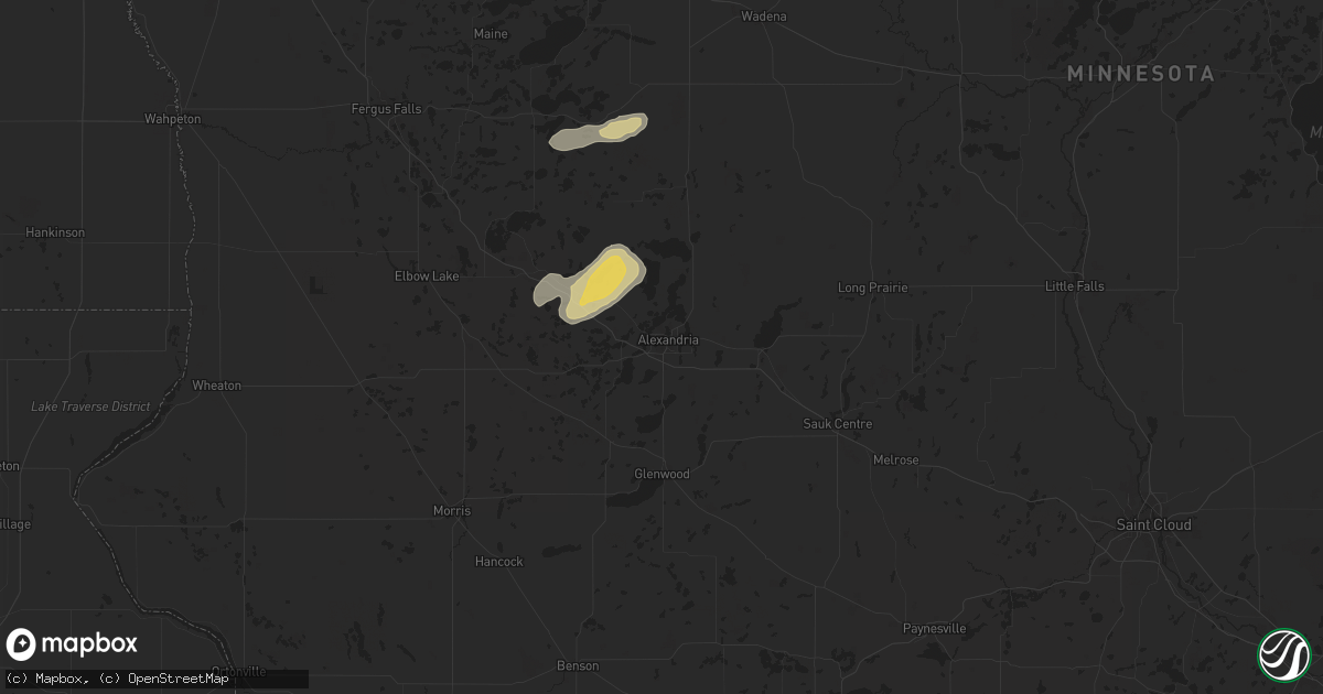 Hail map in Alexandria, MN on July 26, 2025