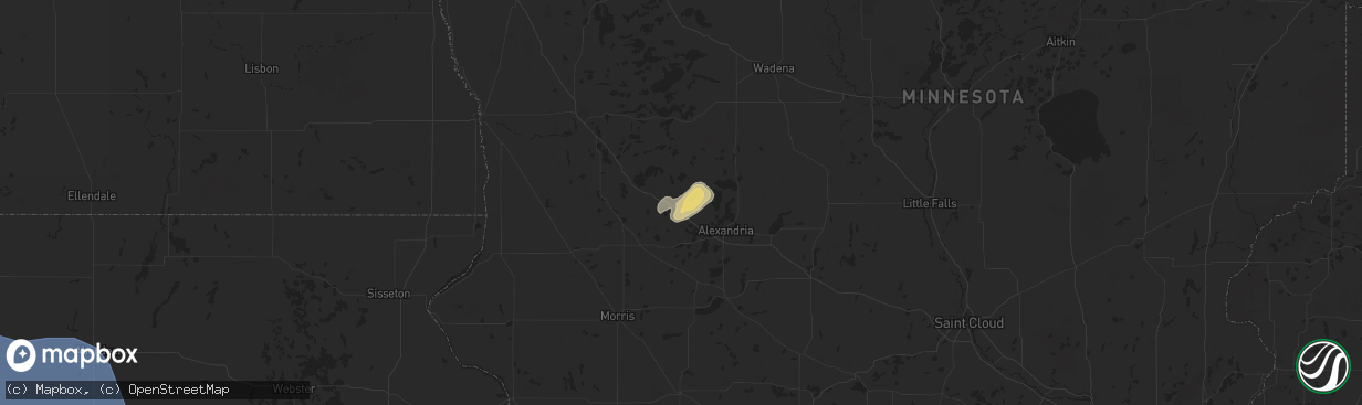 Hail map in Brandon, MN on July 26, 2025