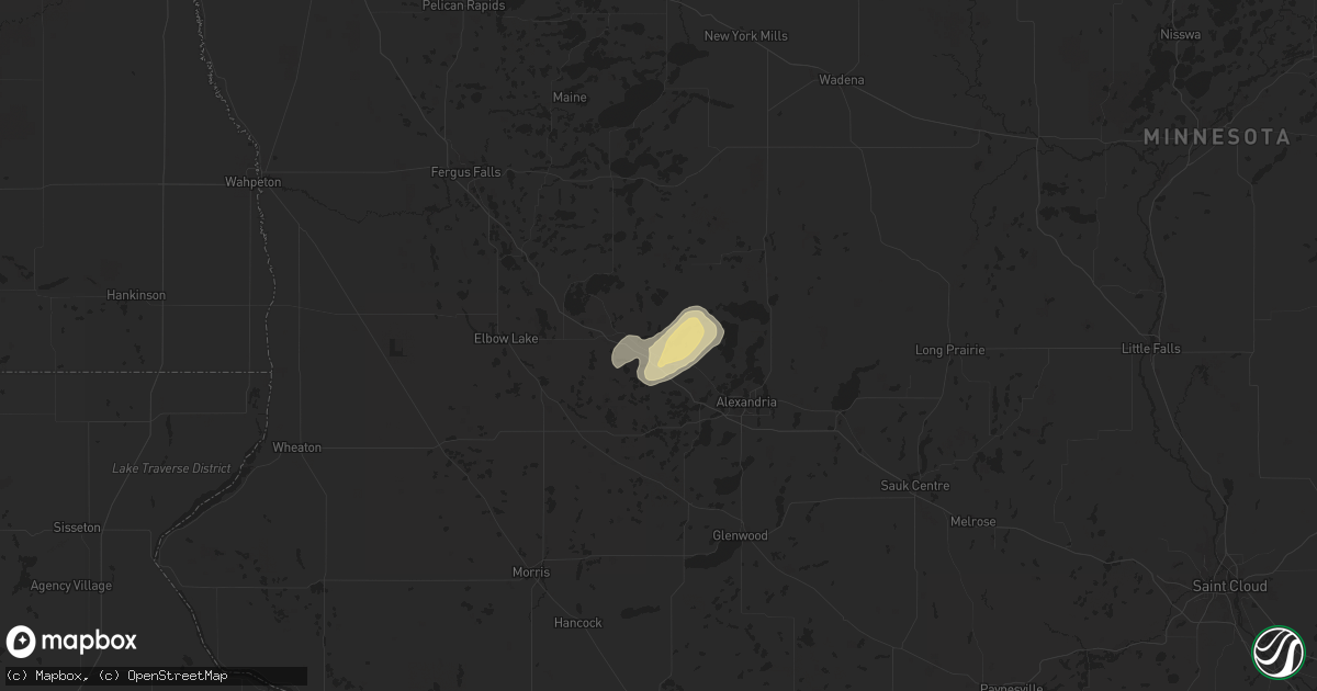 Hail map in Brandon, MN on July 26, 2025