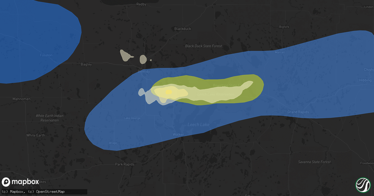 Hail map in Cass Lake, MN on July 26, 2025