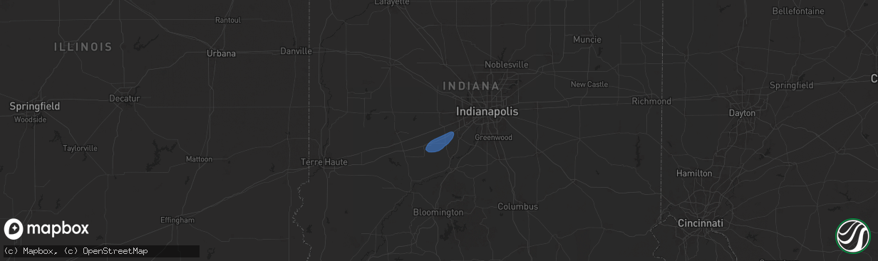 Hail map in Clayton, IN on July 26, 2025