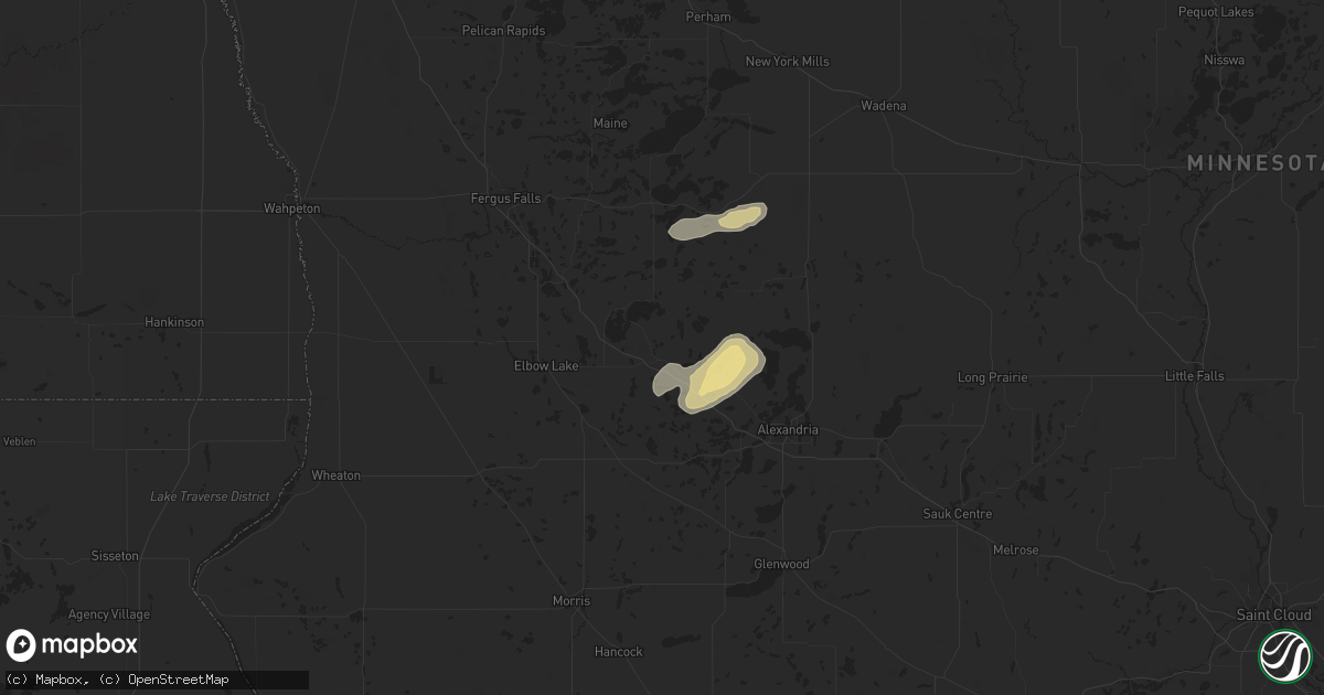 Hail map in Evansville, MN on July 26, 2025