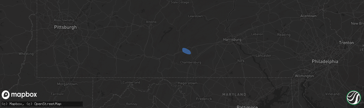 Hail map in Fannettsburg, PA on July 26, 2025