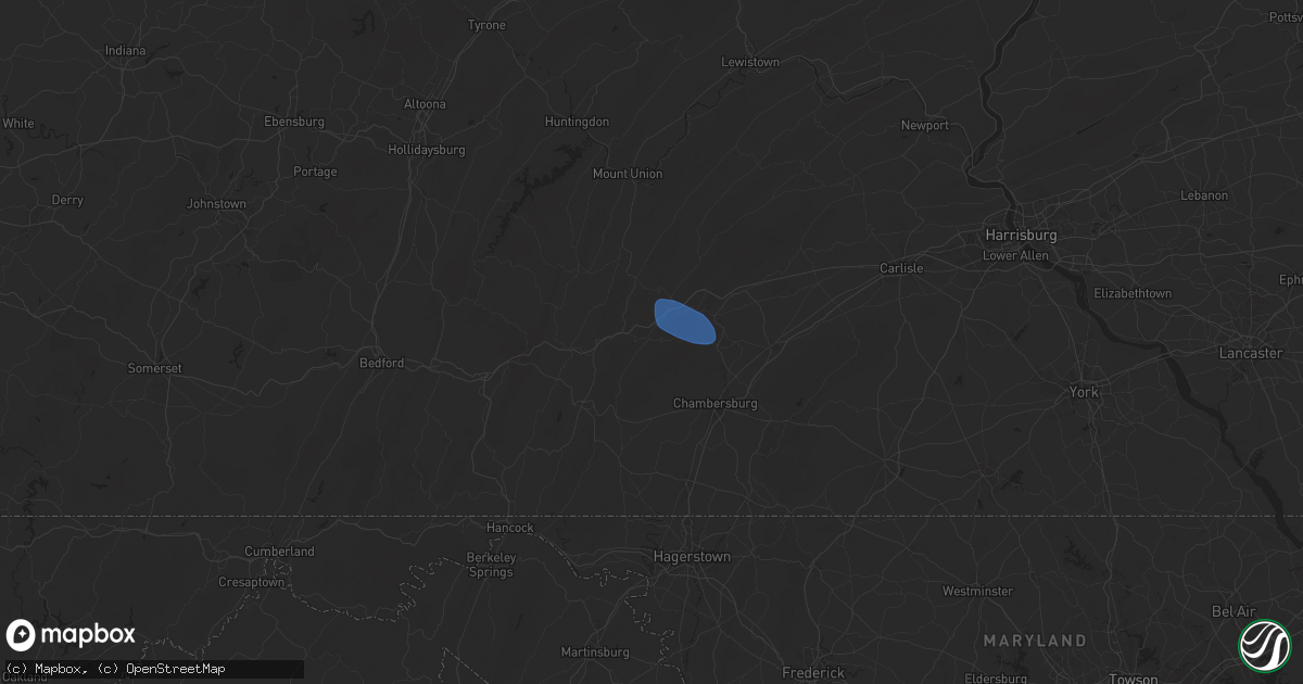 Hail map in Fannettsburg, PA on July 26, 2025